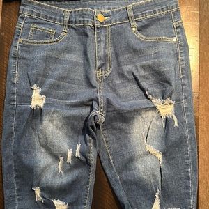 Men blue denim, distressed, shorts, size medium